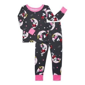 Disney Minnie Mouse Toddler Pajama Set 2T 2-Piece Long Sleeve Pink Gray Viscose
